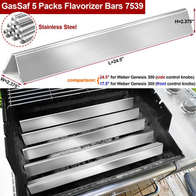 GasSaf 24.5in flavorizer bar close-up on stainless steel surface for Genesis 300.