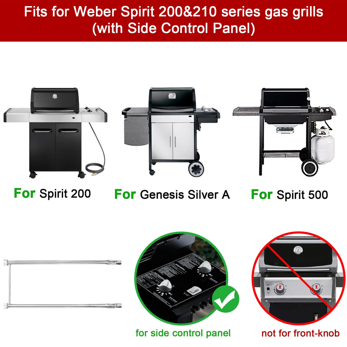GasSaf burner tubes 27-inch for Weber E-200, easy installation.
