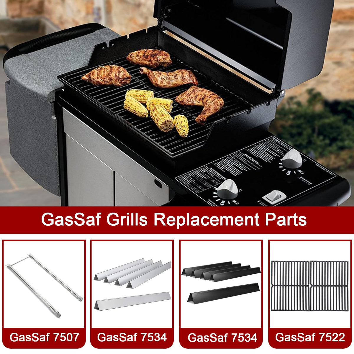 GasSaf 27-inch burner tubes for Weber E-210, long-lasting construction.