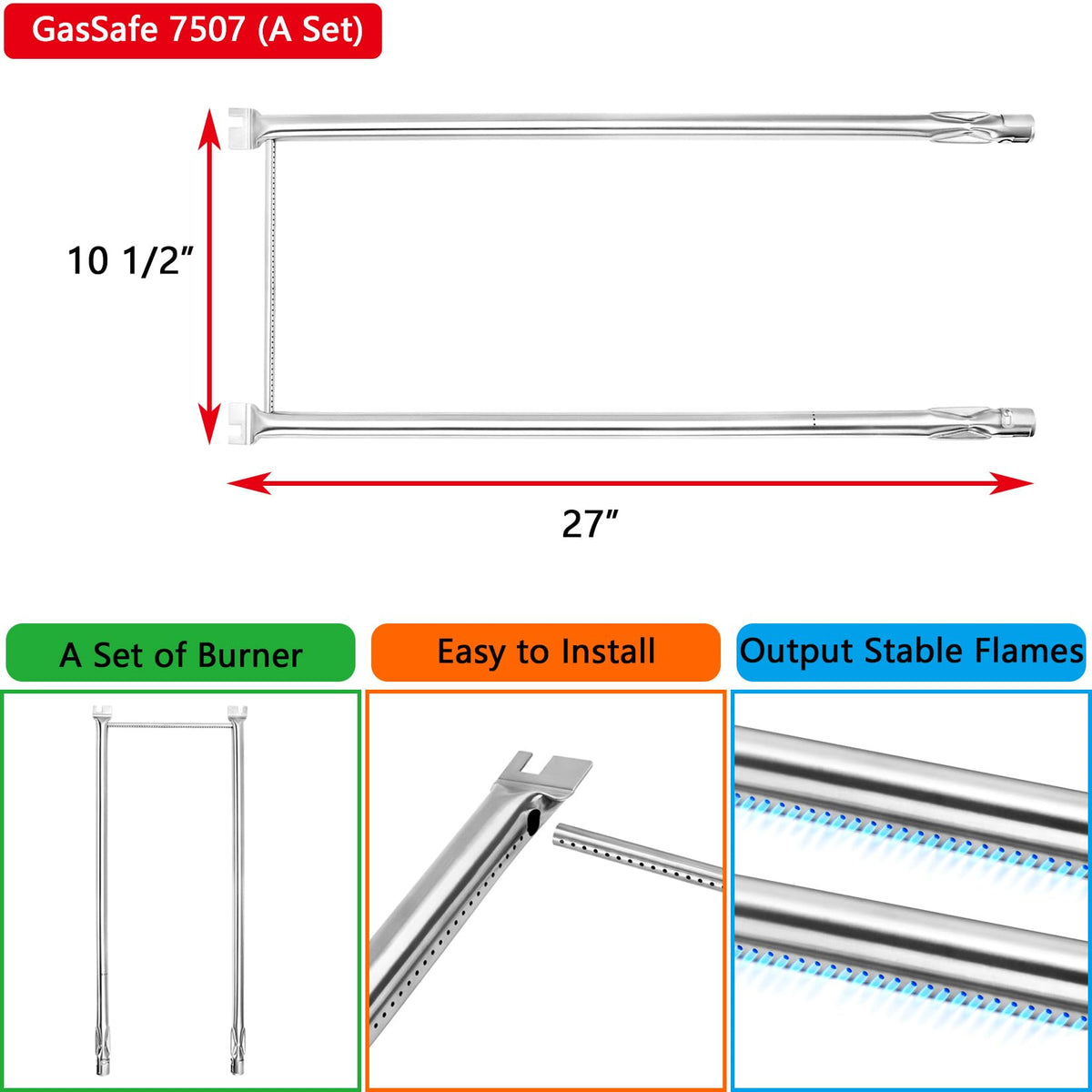 GasSaf 27-inch burner tubes for Spirit S-200 for reliable heat distribution.