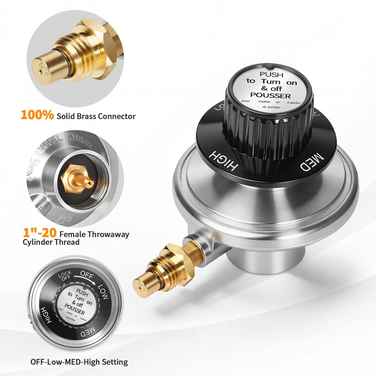 GasSaf adjustable output dial for stepless power tuning on grills
