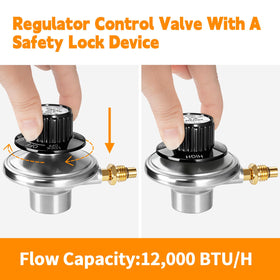 GasSaf bottle-to-regulator setup enabling flexible fuel options for grilling