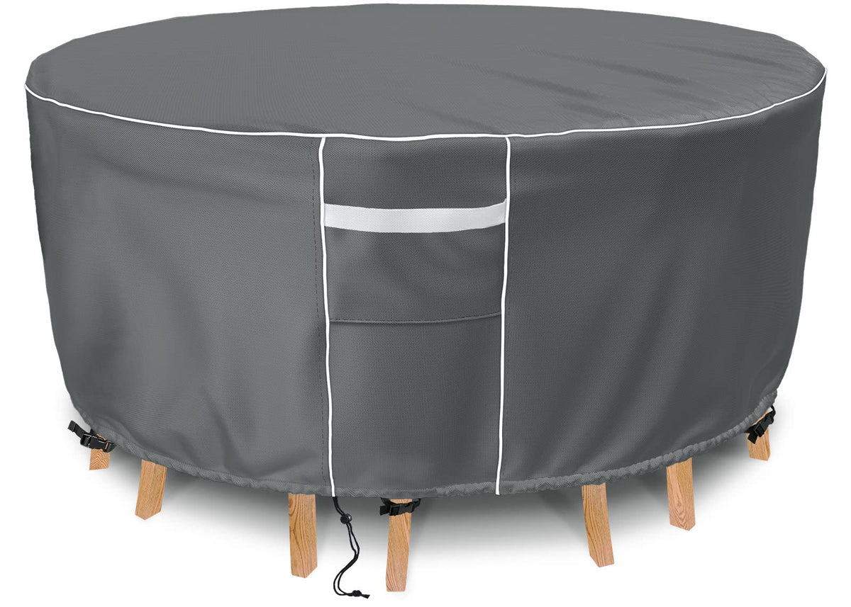 Gasadar 62-inch round cover on a patio set protecting against rain and sun