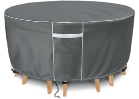 Gasadar 62-inch round cover on a patio set protecting against rain and sun