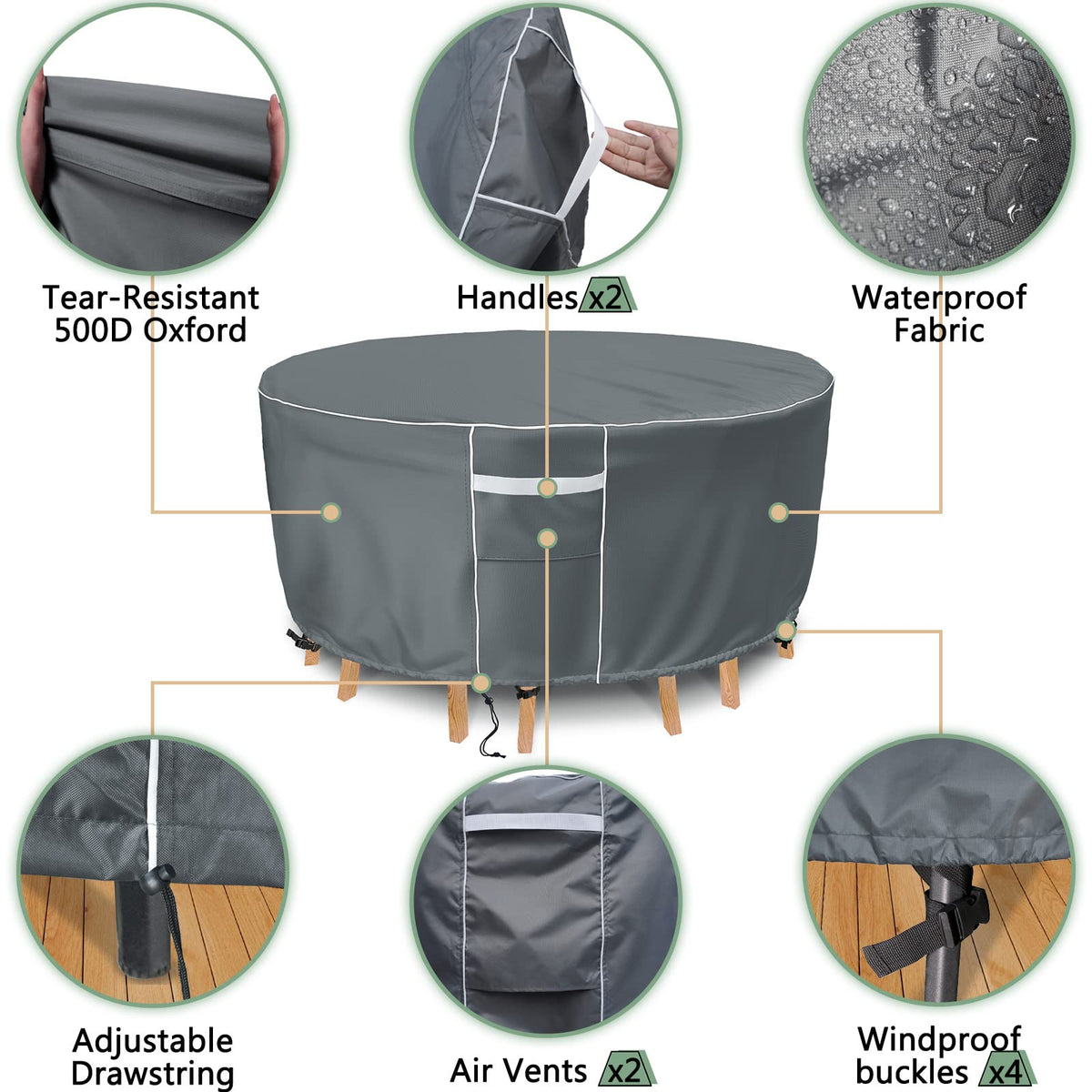Gasadar inner PU coating keeps furniture dry during heavy rain