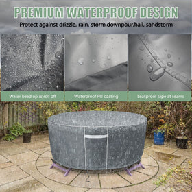Gasadar wind vents and straps secure the round cover