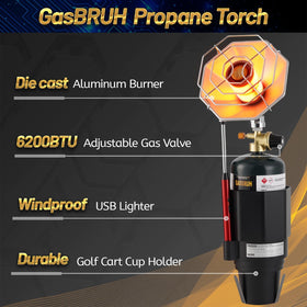 GasBRUH propane heater with electronic ignition for fast outdoor startups.