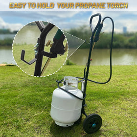 GasBRUH ergonomic handle propane cart enables one-handed maneuvering.