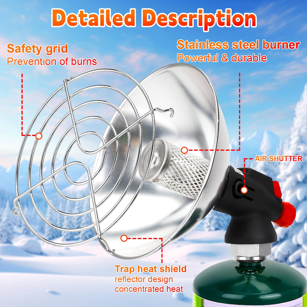 GasCalorix heater operates without electricity for remote setups.