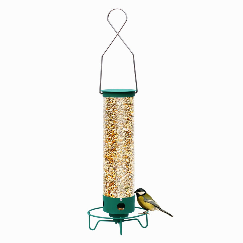 GASDBYUB metal outdoor feeder with rotating perch prevents squirrels while birds feed