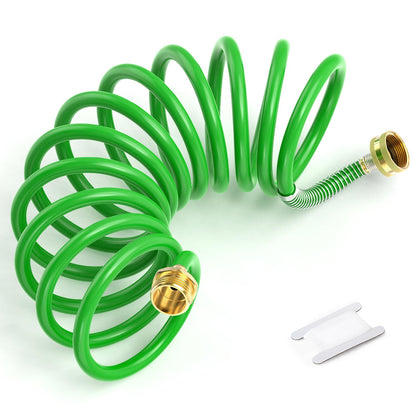GASHER PU recoil hose neatly coiled for space-saving storage on a boat.