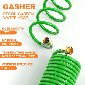 GASHER PU recoil hose with corrosion-resistant connectors for long-lasting use.