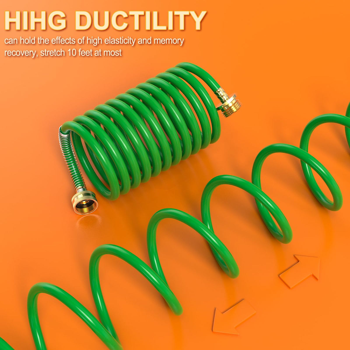 GASHER PU recoil hose rated for temperature and pressure in outdoor setups.