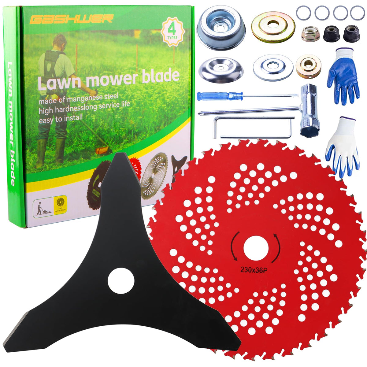 Gashwer brush cutter blades 10x3 teeth for dense weed cutting
