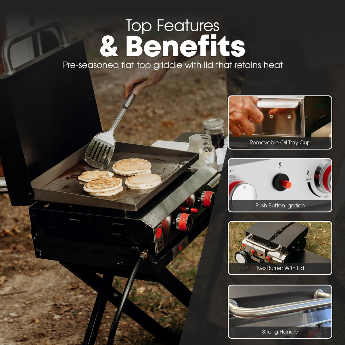 Gas One oil drip tray keeps the cooking area clean while grilling