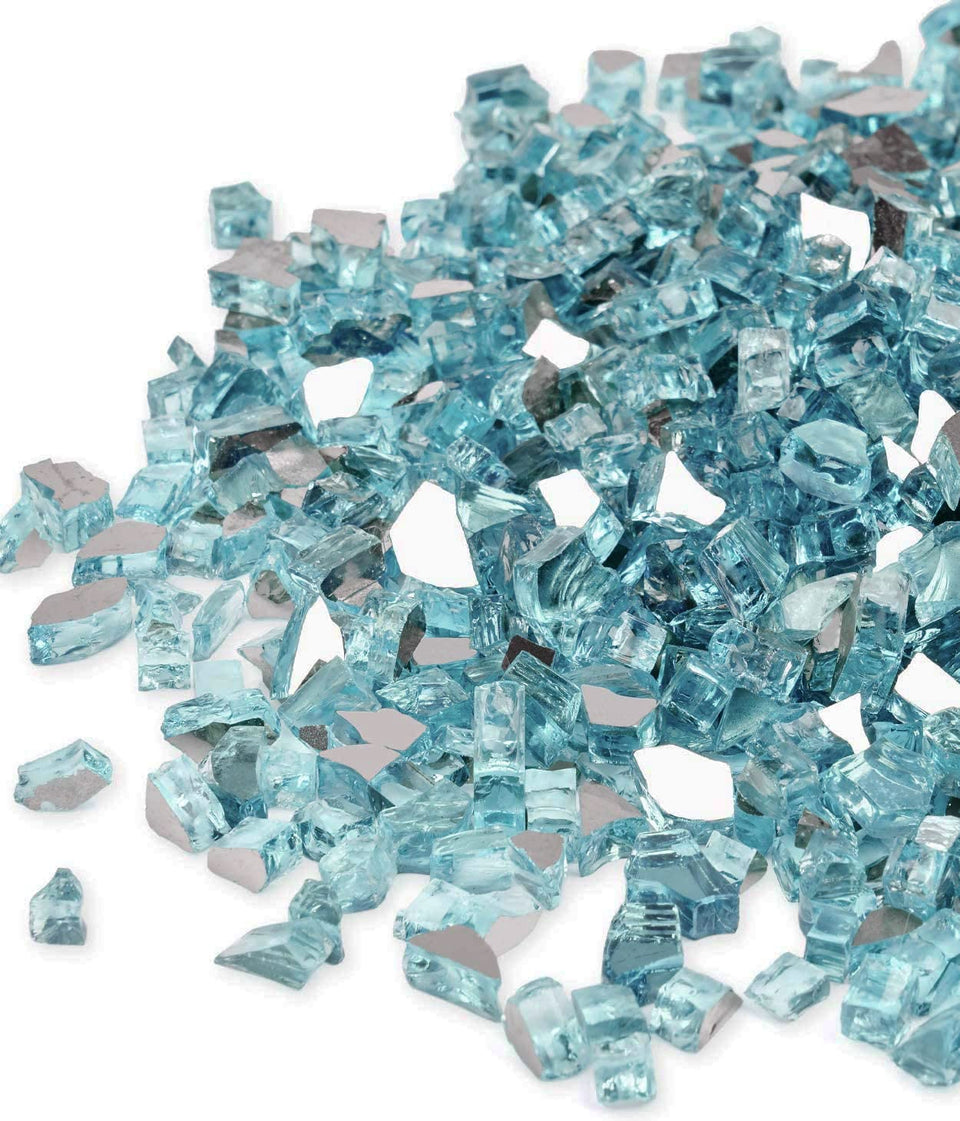 GASPRO 10lbs Caribbean Blue fire glass with reflective surface for dramatic heat and ambiance.