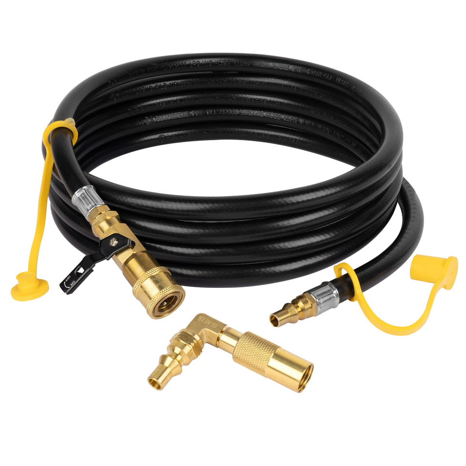 GASPRO 12ft RV quick-connect hose for flexible, safe outdoor grilling setups.