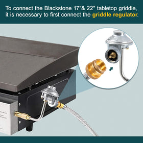 GasPro 1lb-to-20lb converter in use with a portable appliance