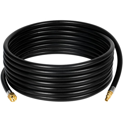 GasPro 24ft RV quick-connect hose with brass fittings for secure outdoor grilling.