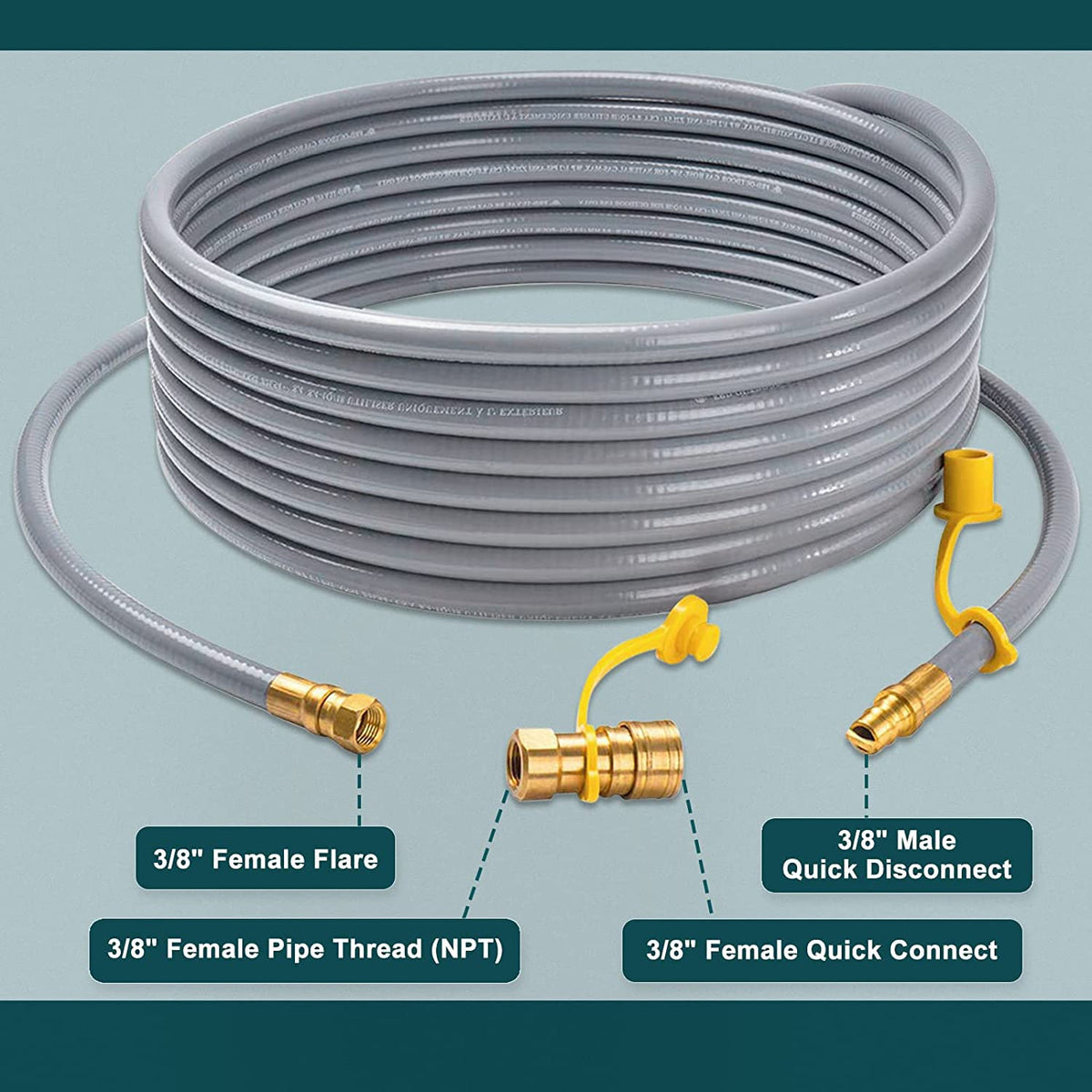 GASPRO 3/8 inch ID hose with brass fittings for secure connections