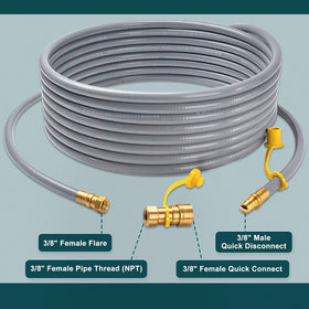 GASPRO 3/8 inch ID hose with brass fittings for secure connections