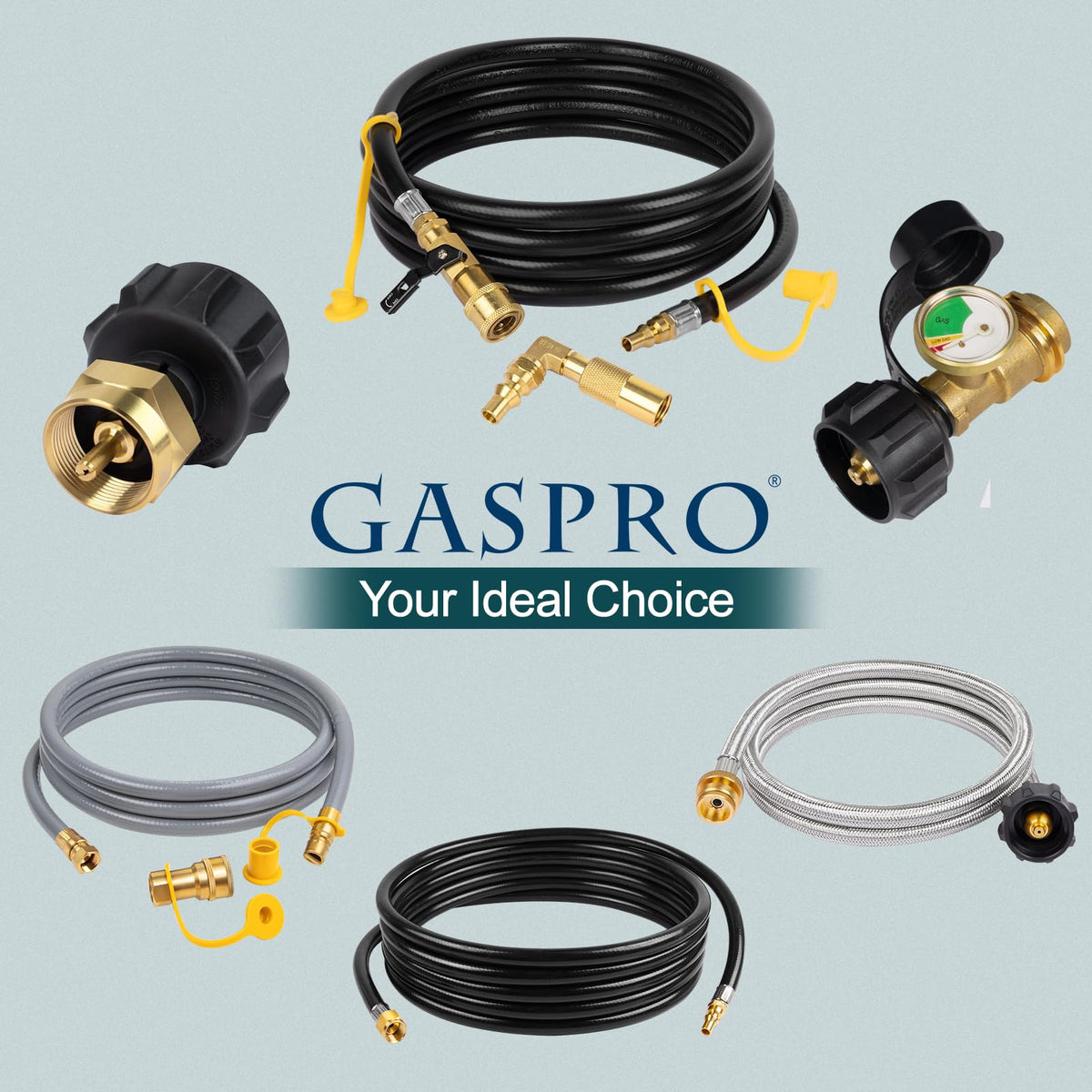 GASPRO all-in-one propane hose kit ships ready to use for quick setup.