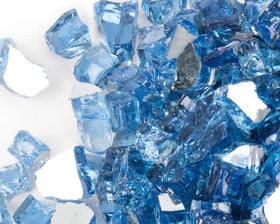 GasPro blue fire glass close-up shows mirror-like shine and vibrant color.