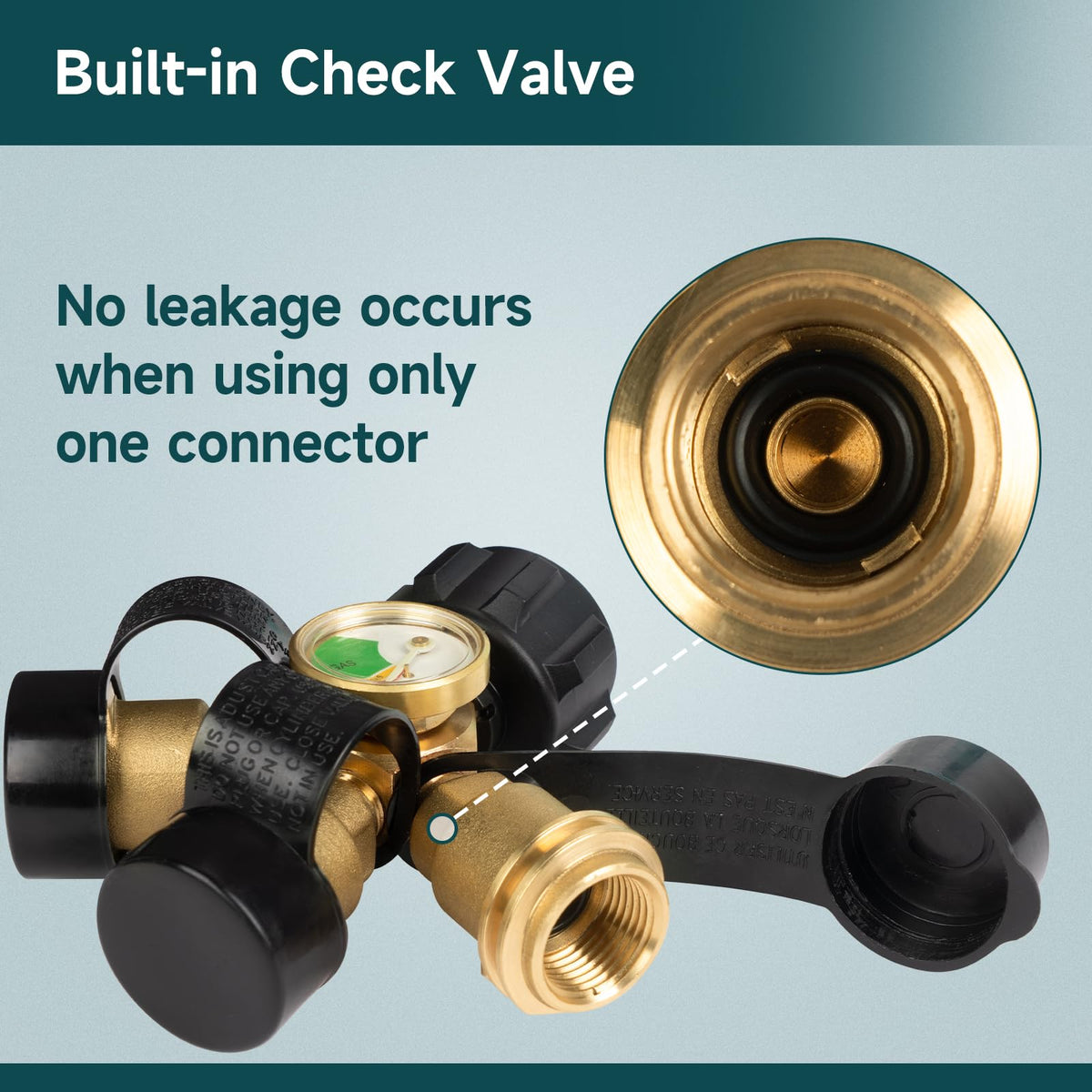 GASPRO check valve prevents backflow for safer operation with one hose.