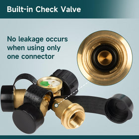 GASPRO check valve prevents backflow for safer operation with one hose.