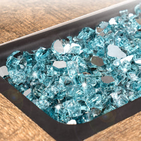 GASPRO fire glass with mirrored surface enhances daytime sparkle and evening glow.