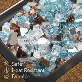 GASPRO fire glass shows multicolor shine at night for vivid ambiance