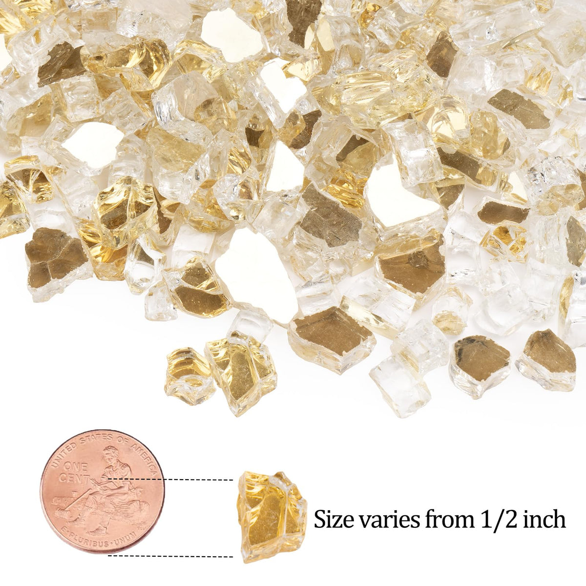 GASPRO gold fire glass shows dancing flames for warm ambiance.