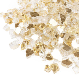 GASPRO gold fire glass with mirrored surface enhances fire pit glow.
