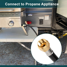 GasPro hose reaches grills away from the RV for comfortable outdoor cooking.