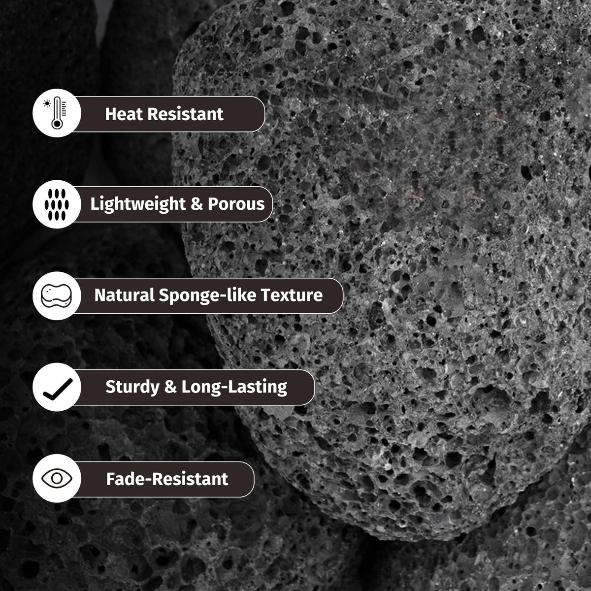 GASPRO lava rocks resist high heat while preserving color and shape.