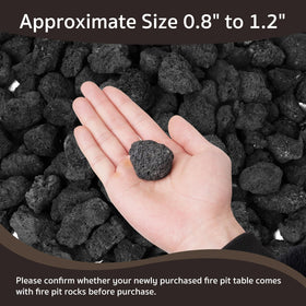 GASPRO lava rocks natural black look enhances outdoor pits with dramatic glow.