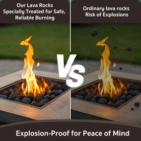 GASPRO lava rocks under fire glass support safe, crack-free performance.
