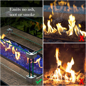 GASPRO Ocean Blue fire glass set replacing dull lava rocks for a refreshed look