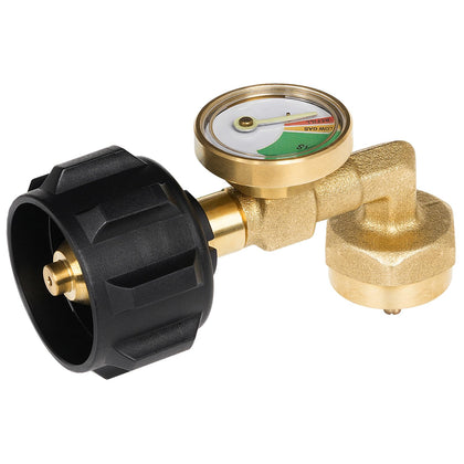 GASPRO refill adapter with gauge connects to a 20 lb tank for simple, controlled 1 lb cylinder refills.