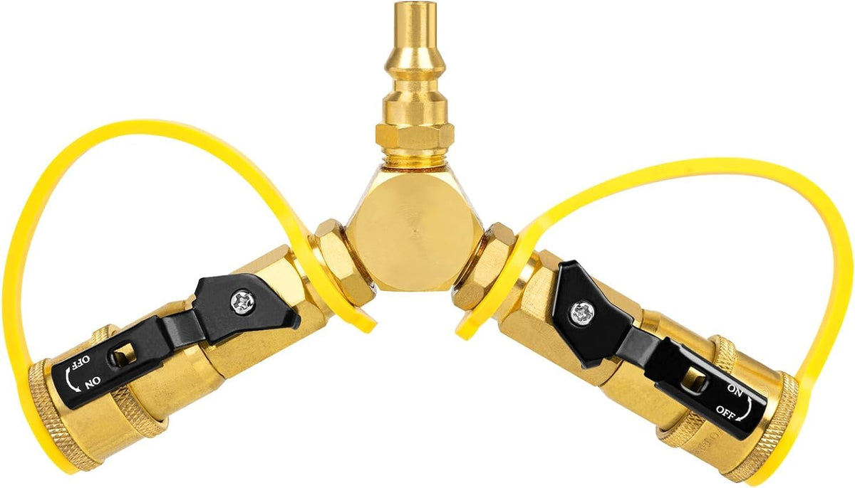 GASPRO 1/4-inch RV propane splitter with two outlets for versatile RV cooking setups.