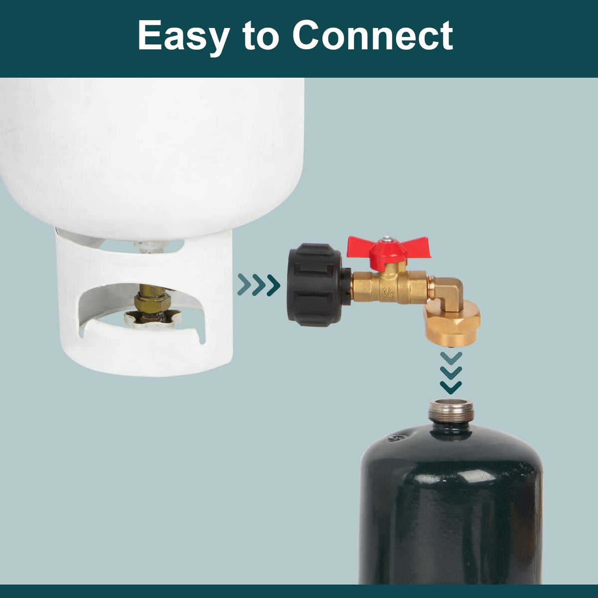 GASPRO solid brass connection delivers durable, tight seals for safe refilling.