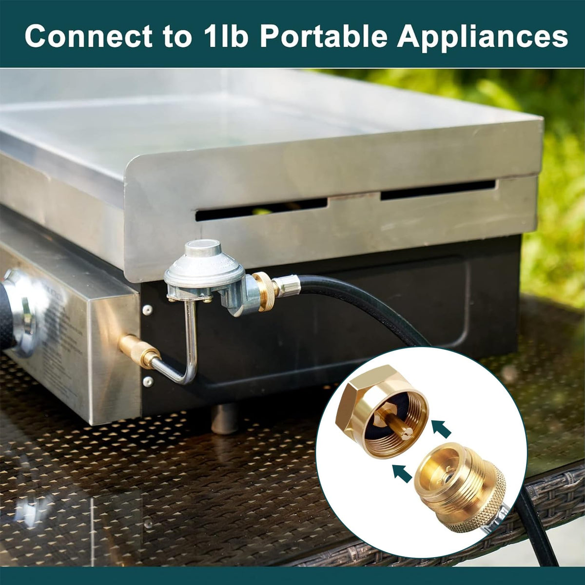 GasPro Weber Q-compatible connection ready for portable grills.