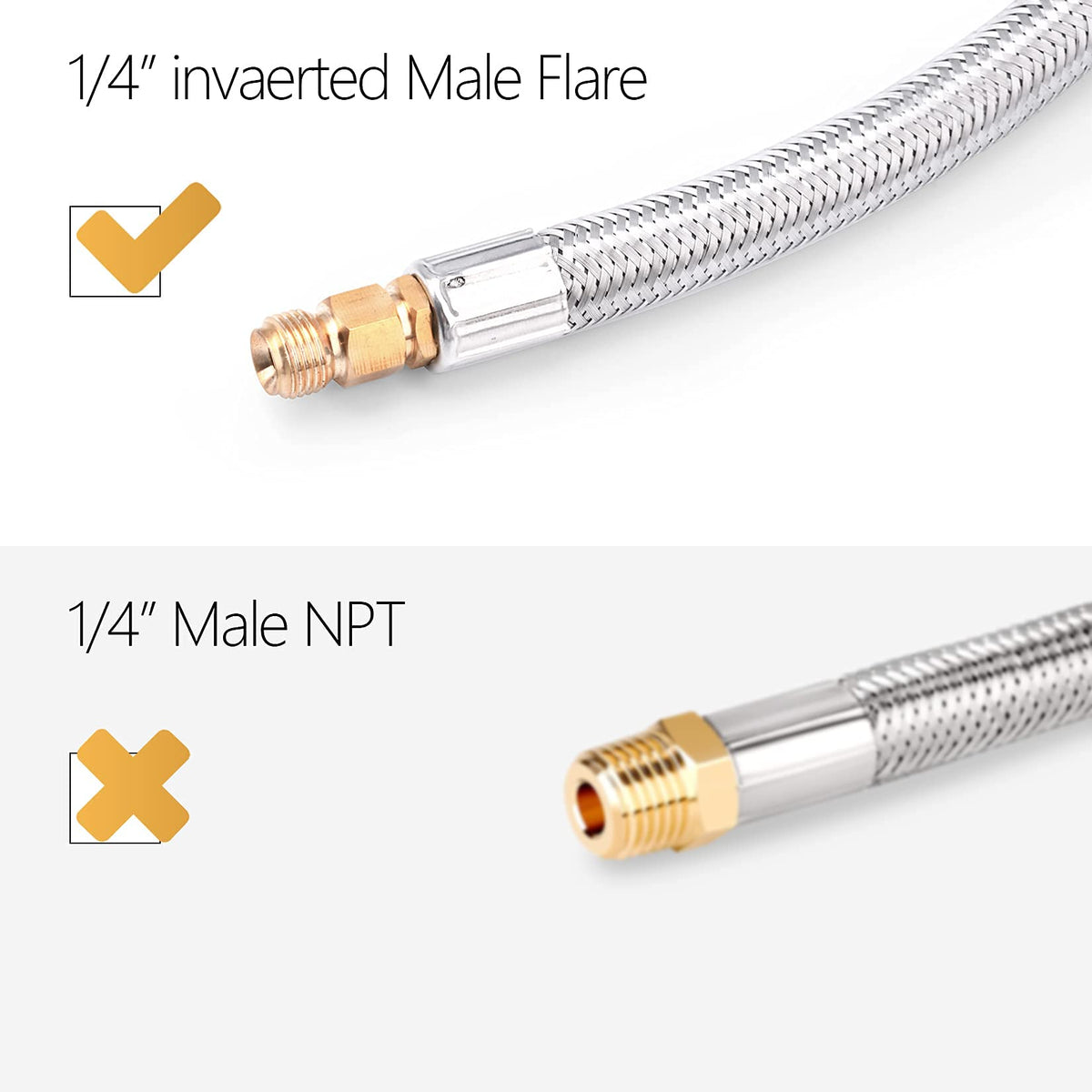 GasSaf 1/4in inverted flare connection for reliable regulator attachment