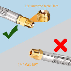 GasSaf 1/4 inch inverted flare end for RV regulators close-up