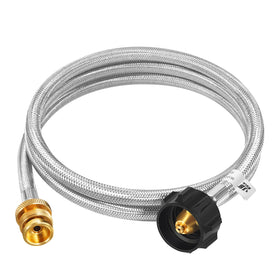 GasSaf 6ft propane adapter hose with stainless braid for secure, long lasting tank connections.