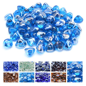 GasSaf Caribbean Blue Luster fire glass adds vivid sparkle to fire pits.