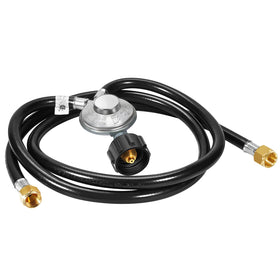 GasSaf dual-hose connection shows low-pressure split for two appliances like grill and heater.