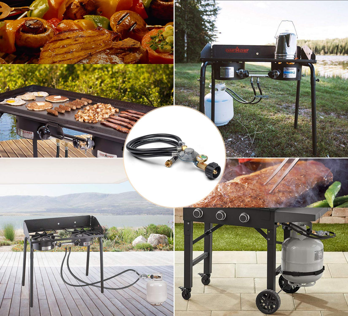 GasSaf easy outdoor cooking setup with dual outlets for versatile use.
