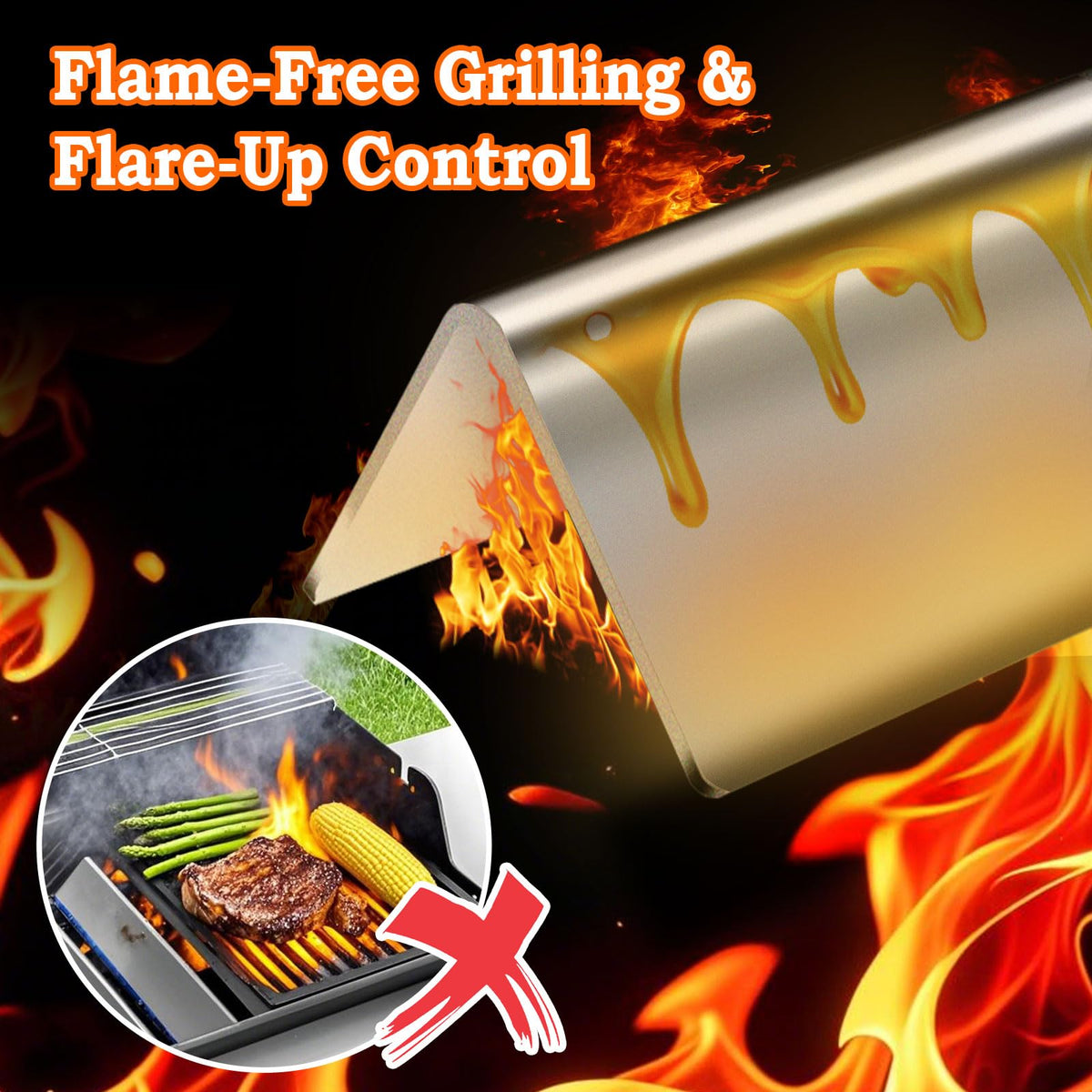 GasSaf flavorizer bar for Weber Spirit E220 with front controls improves heat distribution