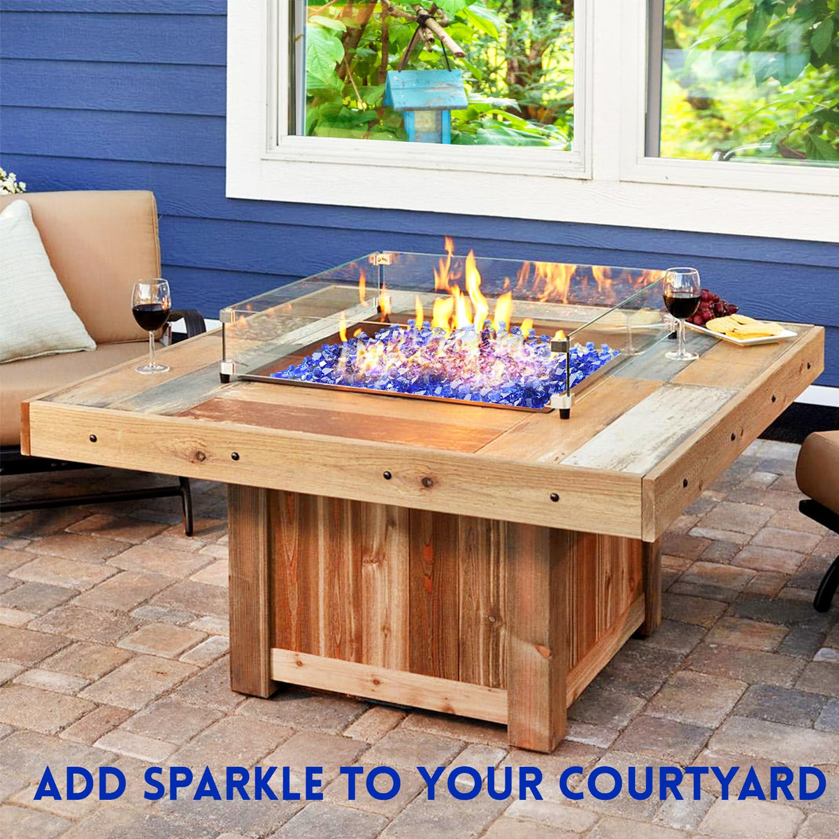 GasSaf garden decor cobalt blue glass enhances yard lighting